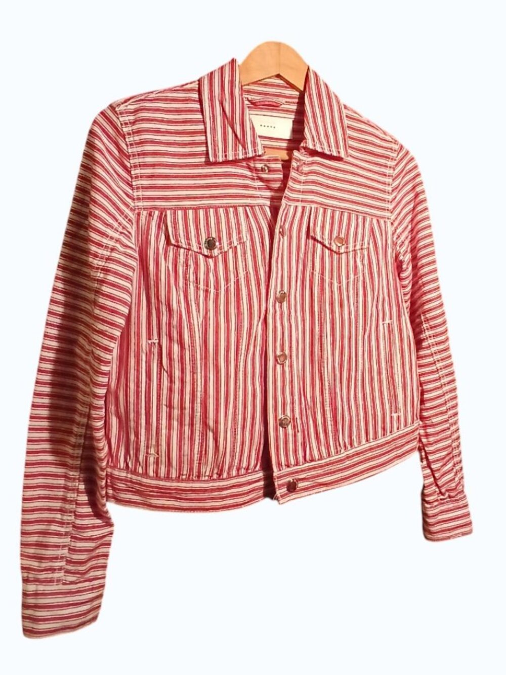 BLANKNYC Red & White Stripe Cotton Crop Jacket - EUC - Picture 8 of 16